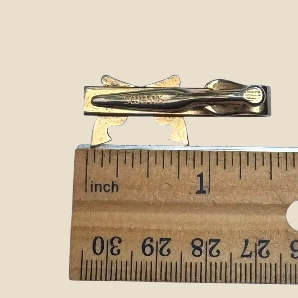 Vtg Swank Crossed Revolvers Gold Tone Cufflinks and Tie Clip Set Western Retro